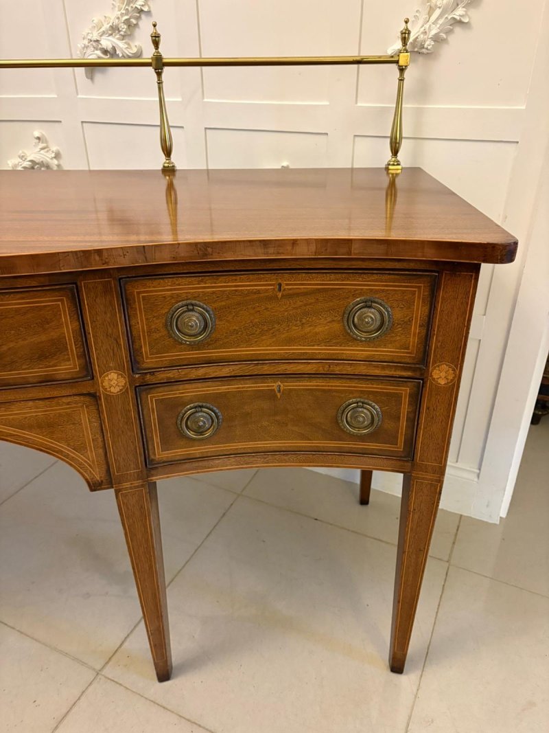 Antique Edwardian Figured Mahogany Serpentine Sideboard - Image 6